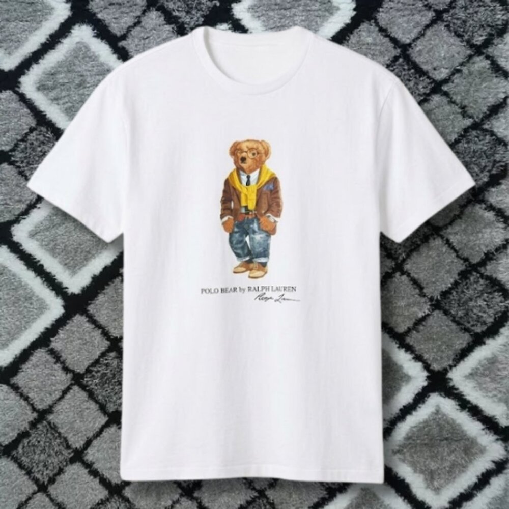 White-Polo Bear Yellow Outfit Graphic Tee-Reprint